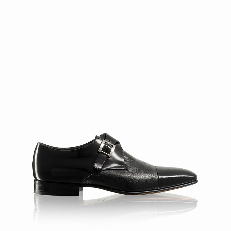 Russell & Bromley Trieste Mens Double Monk Strap Black |ULA3638YH|